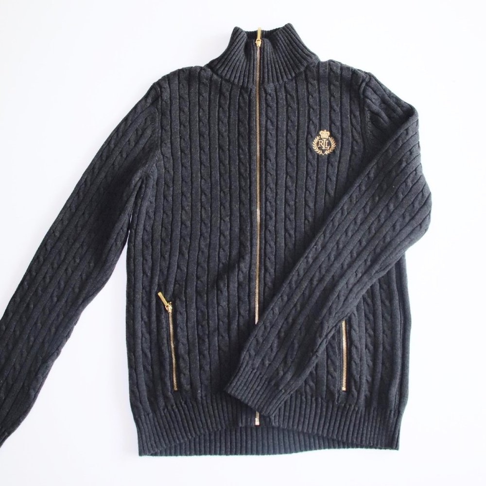 Lauren Ralph Lauren Cable-Knit Zip-Up Sweater (L)